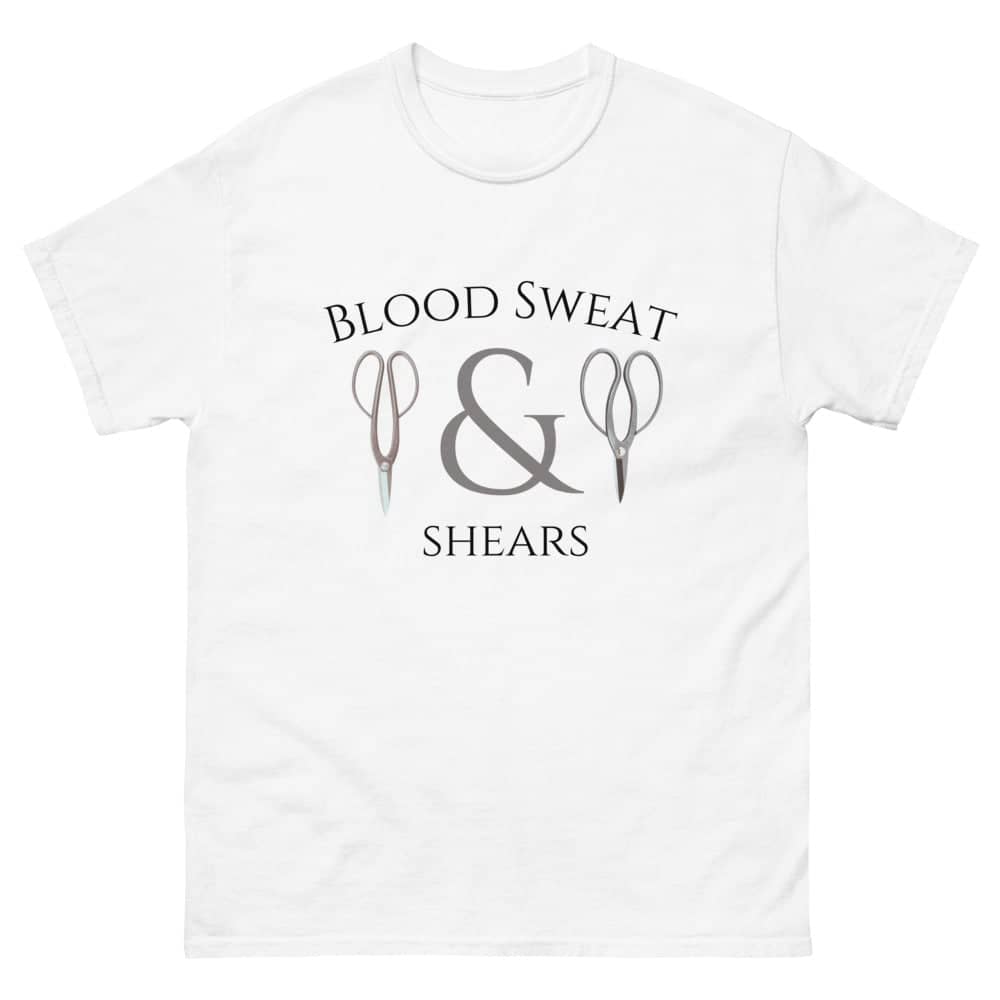 Blood Sweat And Shears Dual Scissors White T-Shirt - Bonsai-En
