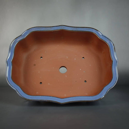 Lotus Style Glazed Bonsai Pot Blue - Bonsai-En